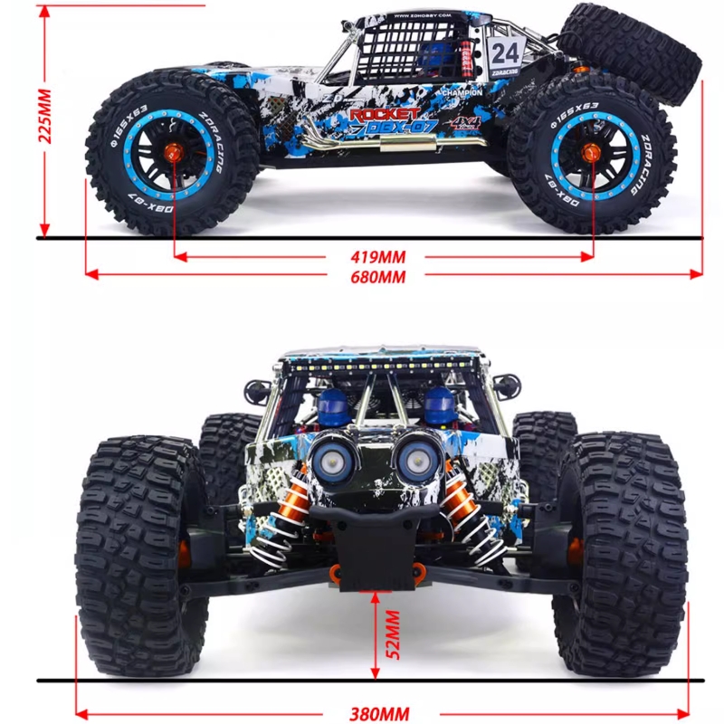 ✩.*˚RC✩.*˚ RC Car ZD Racing EX07 1/7 4WD RC High-speed Professional Flat